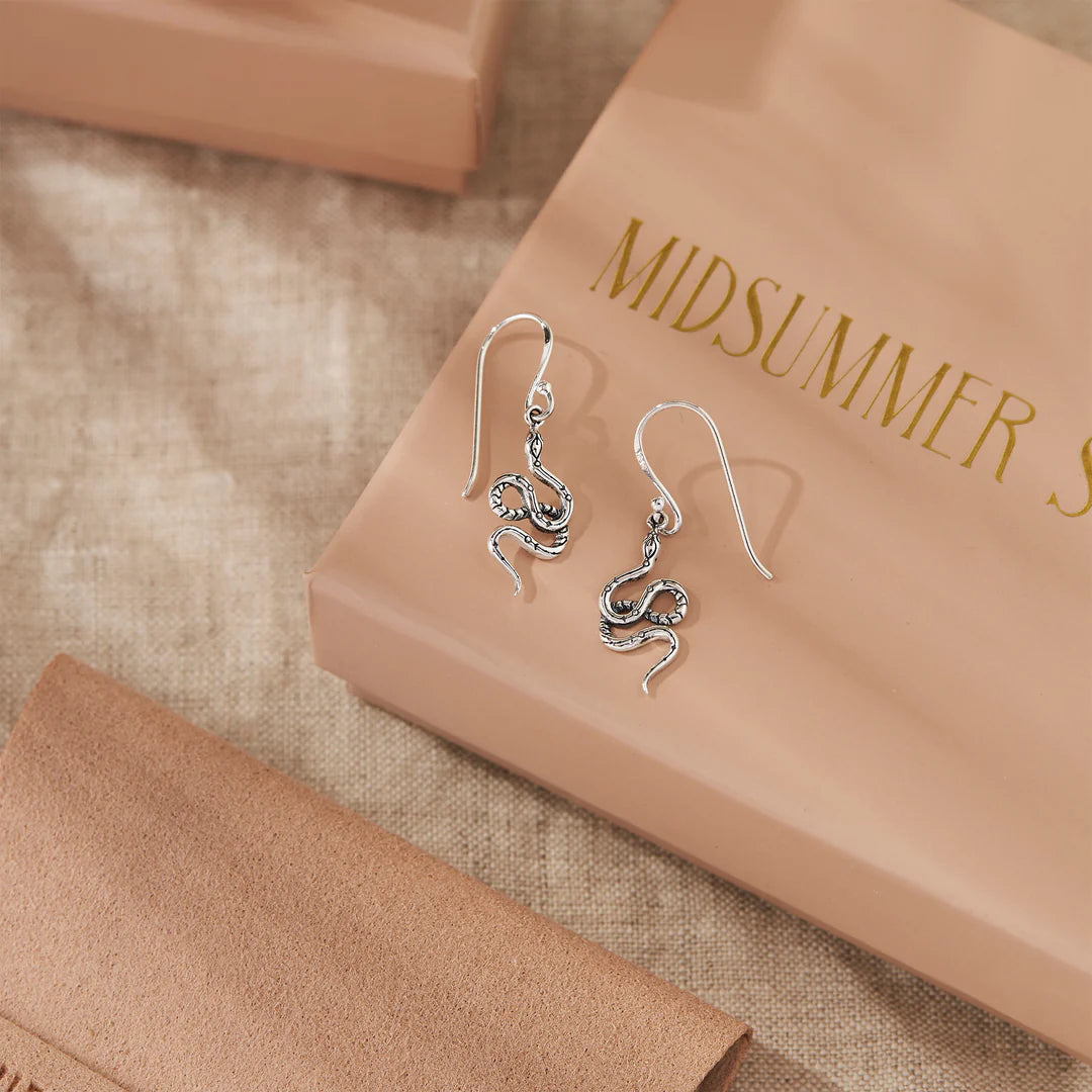Sterling Silver Lunara Serpent Drop Earrings