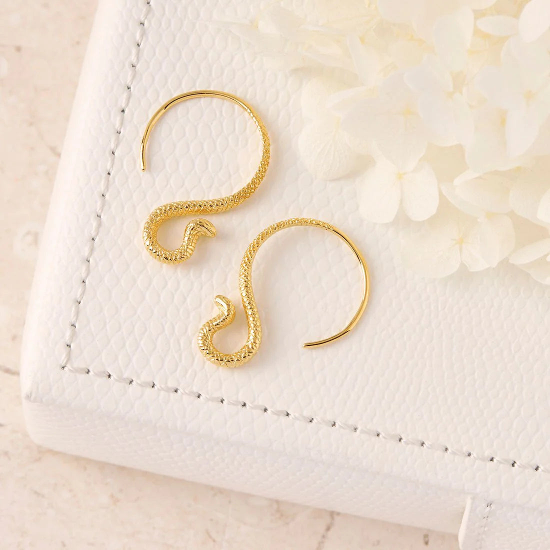 Cobra Hoop Earrings Gold (view 3) - Mountain Dreads