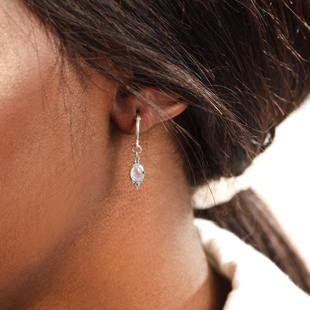 Sterling Silver Moon Song Moonstone Sleepers