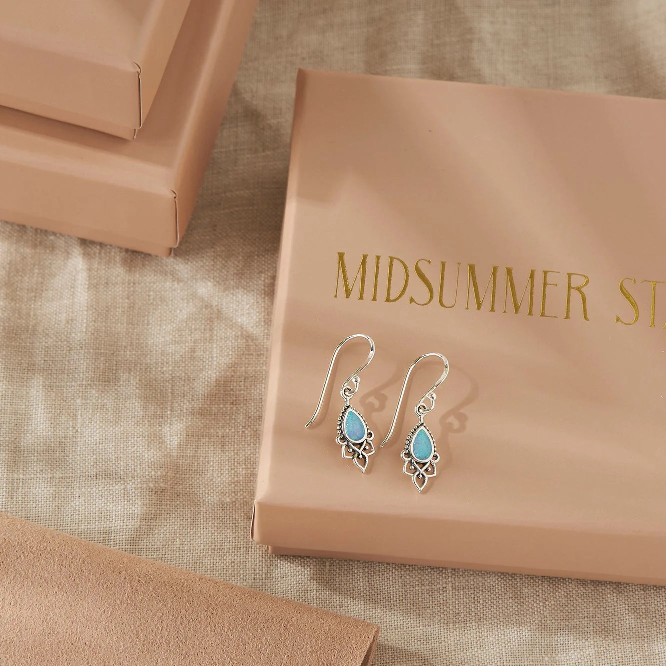 Sterling Silver Templar Azure Opal Earrings (view 3) - Mountain Dreads