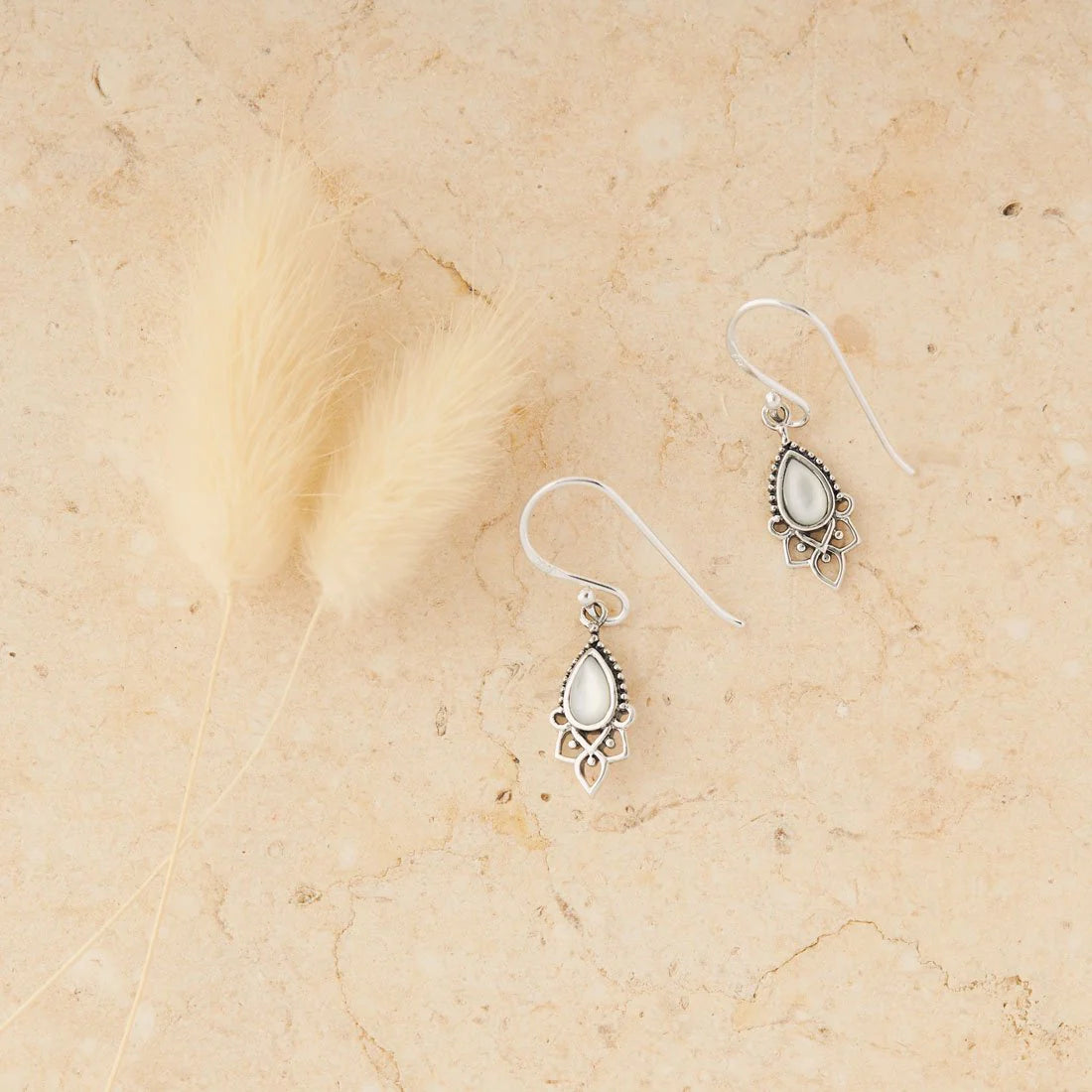 Sterling Silver Templar Shell Drop Earrings