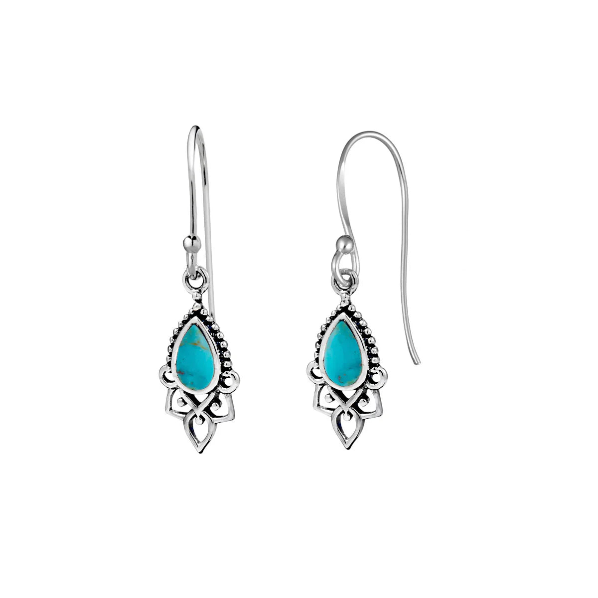 Sterling Silver Templar Turquoise Drop Earrings - Mountain Dreads