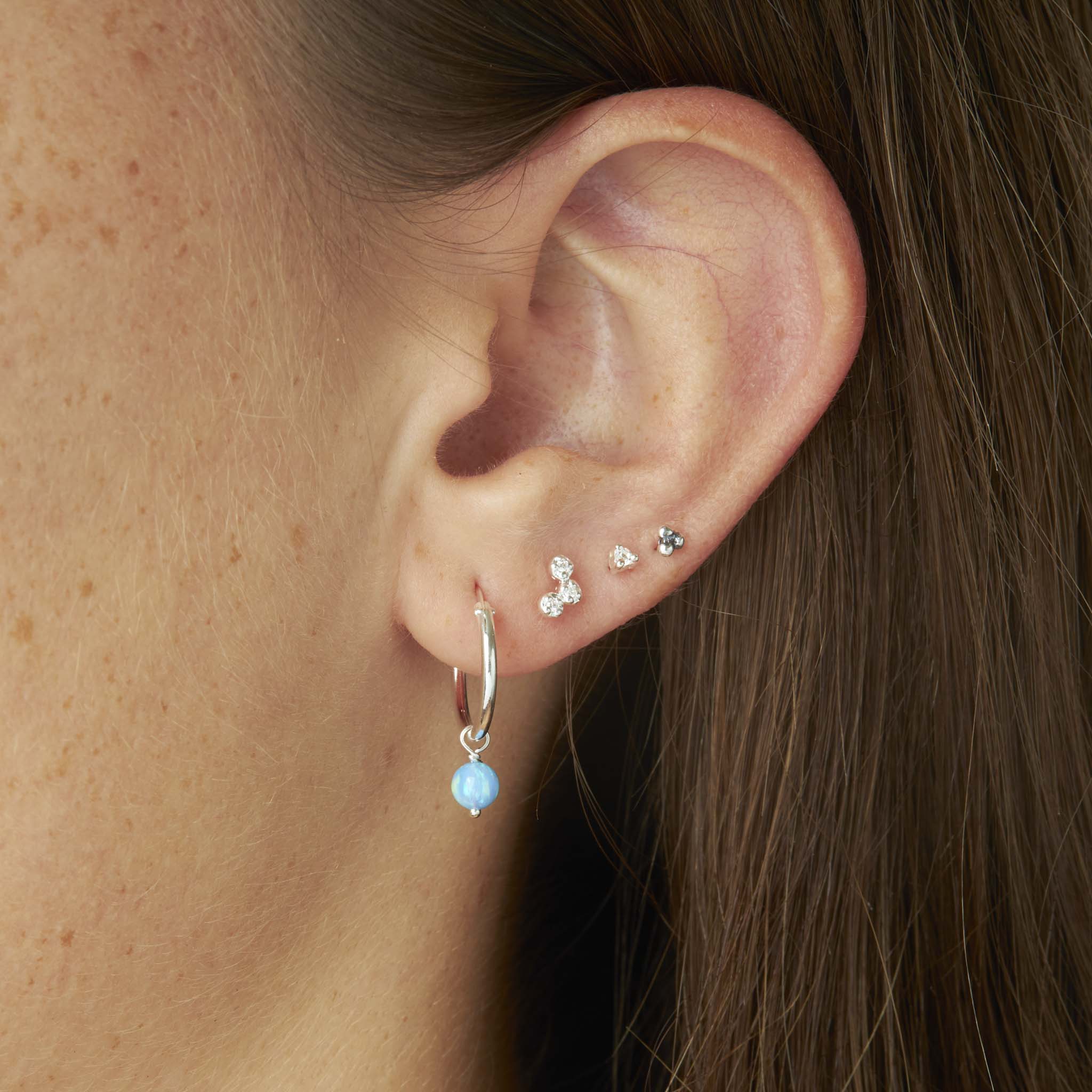Sterling Silver Dainty Opal Hoops