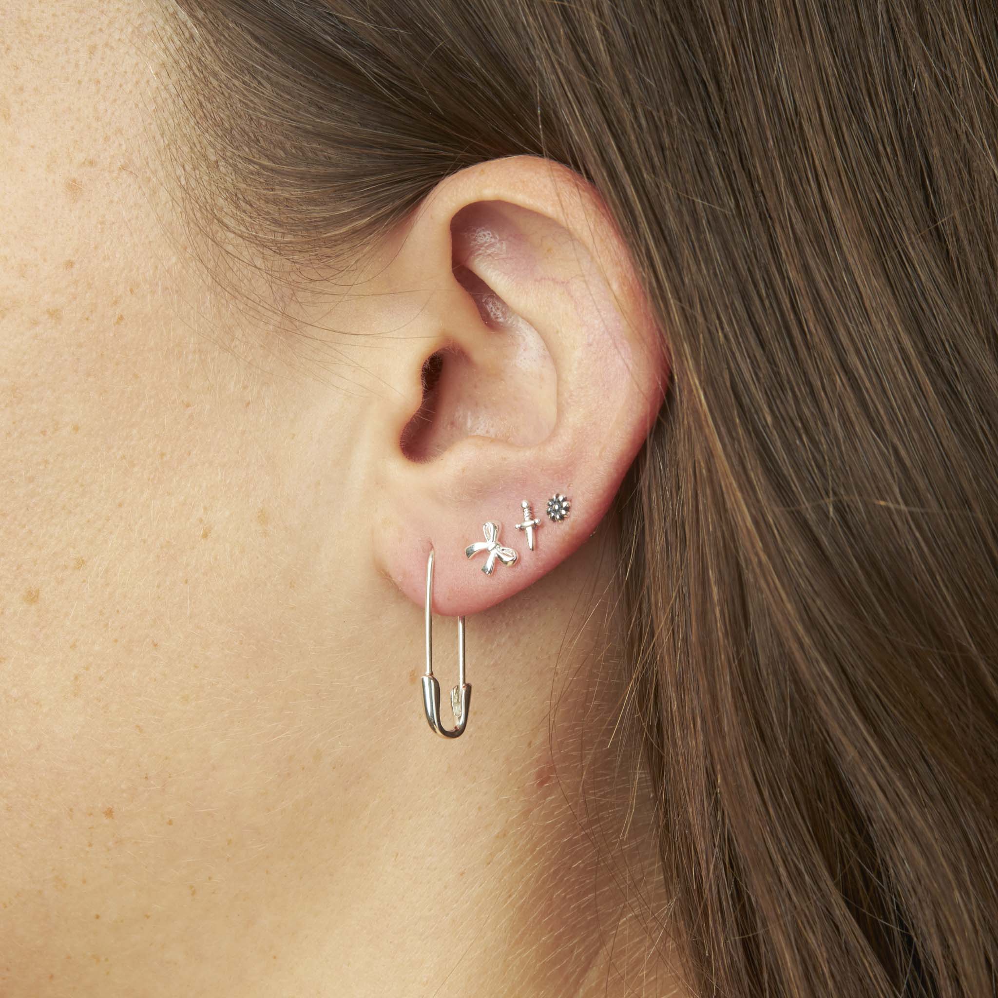 Sterling Silver Safety Pin Earrings
