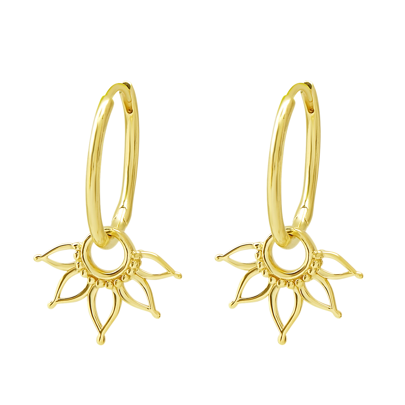 Amara Huggies Gold - 18K gold vermeil floral huggie earrings