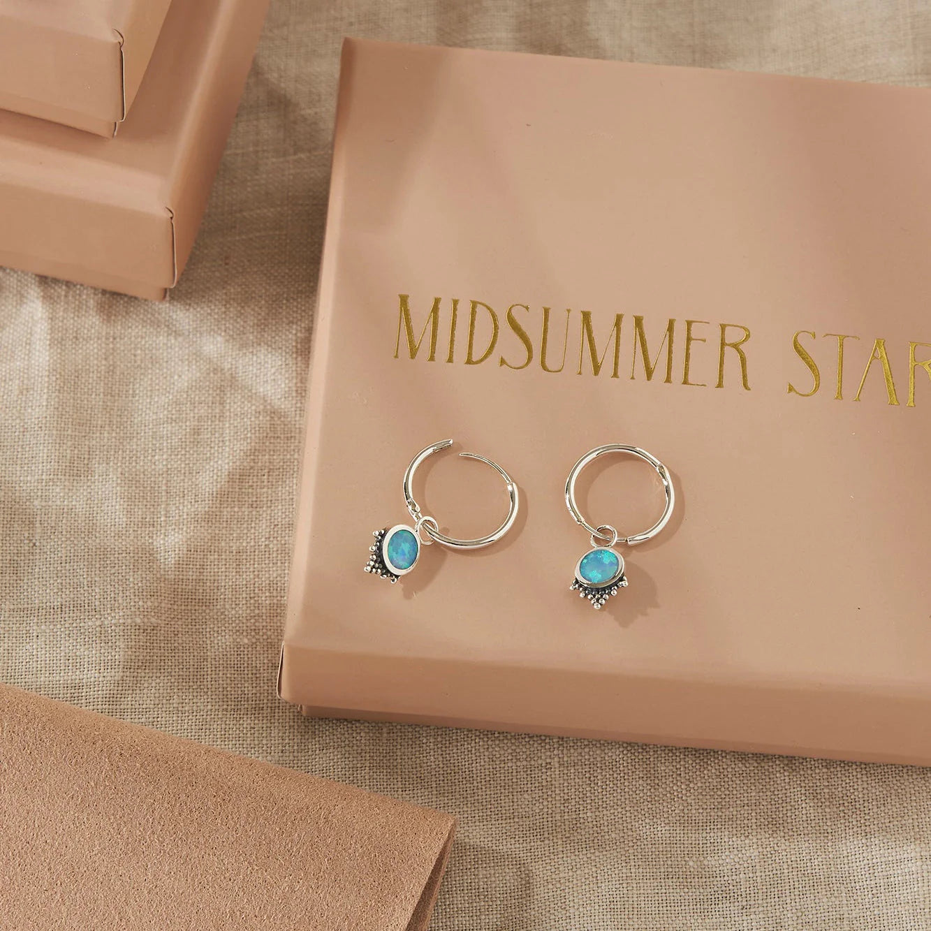 Sterling Silver Mystic Mirror Azure Opal Huggies