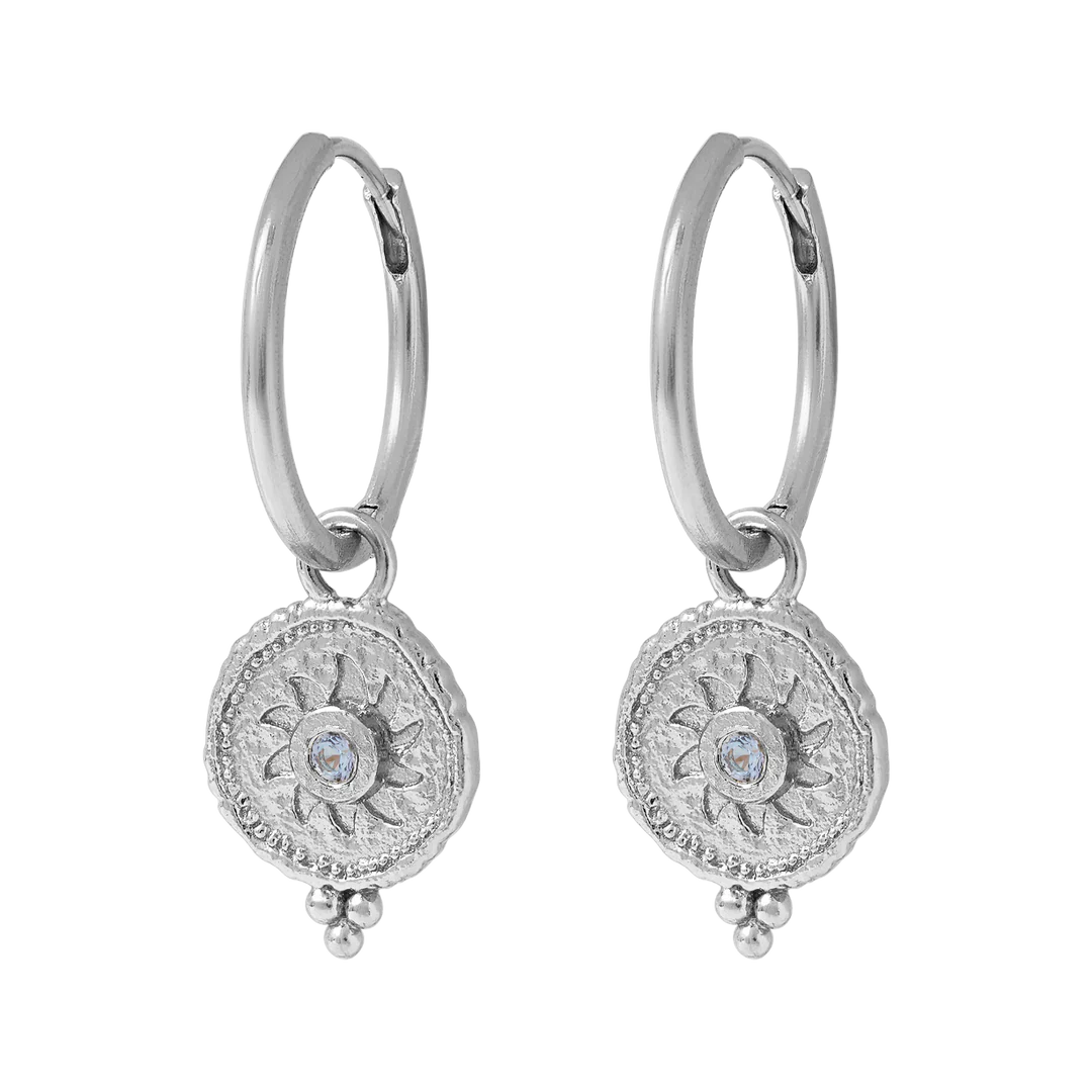 Sterling Silver | Helios Blue Topaz Huggies
