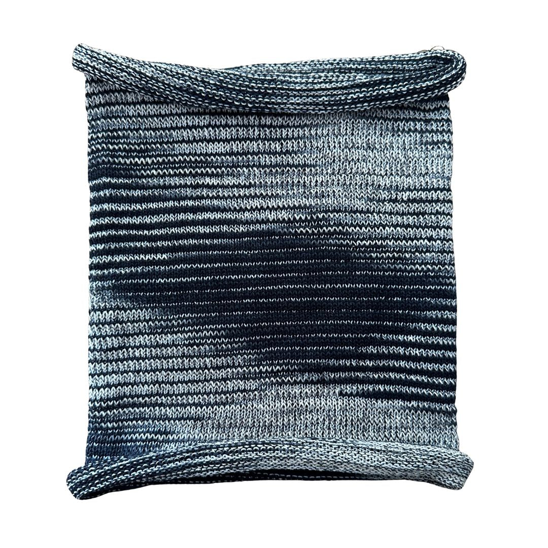 Black and white cotton hair wrap on a white background.