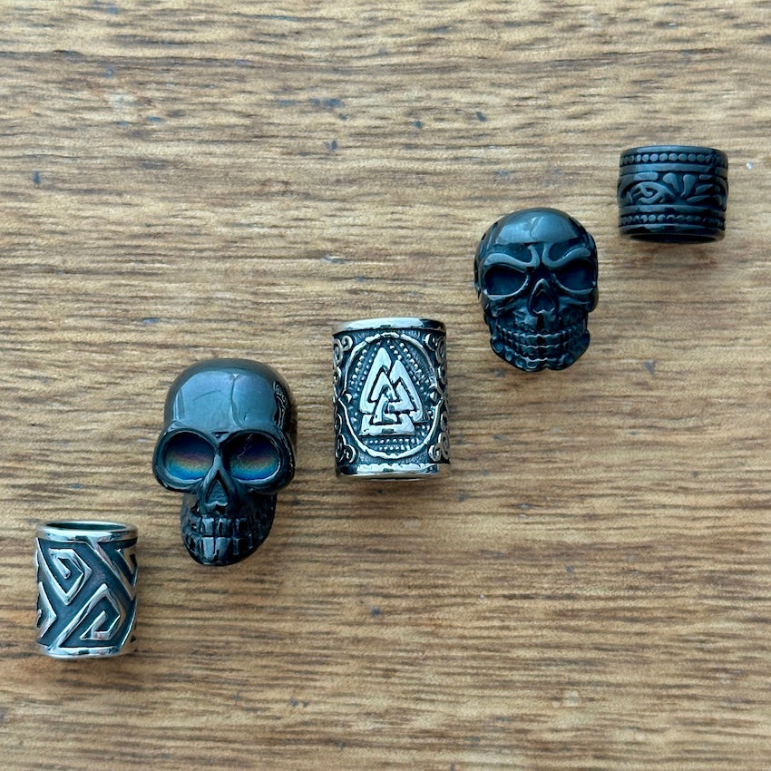 Stainless Steel Skull Beads | Set Of 5