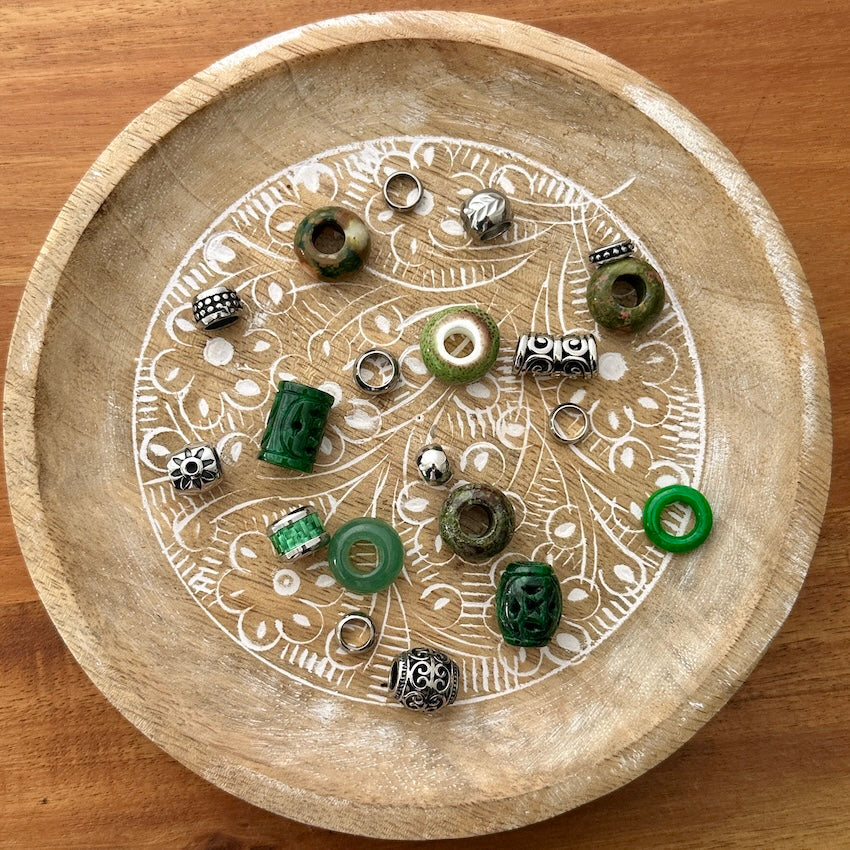 Eucalyptus Green Dreadlock Beads | Set Of 20