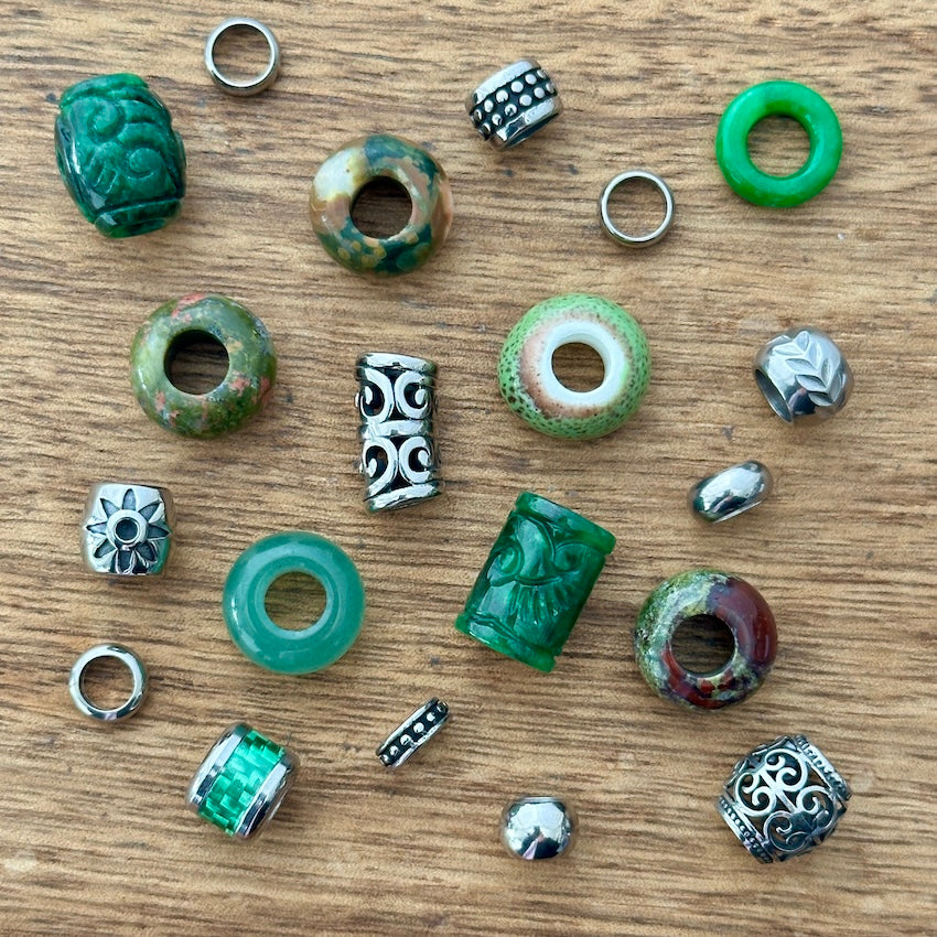 Eucalyptus Green Dreadlock Beads | Set Of 20