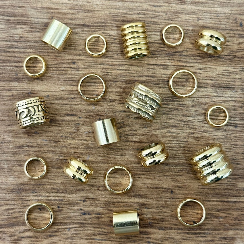 Golden Dreadlock Beads | Set Of 20