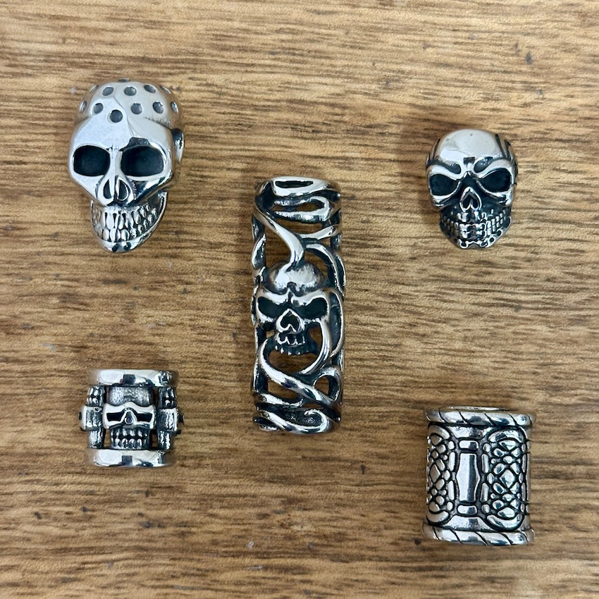 Stainless Steel Skull Beads | Set Of 5
