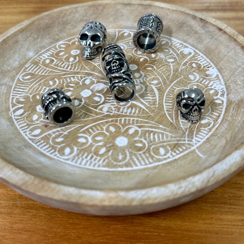 Stainless Steel Skull Beads | Set Of 5