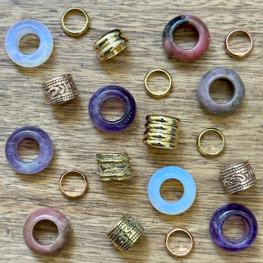 Opalite Rose Dreadlock Beads | Set of 20