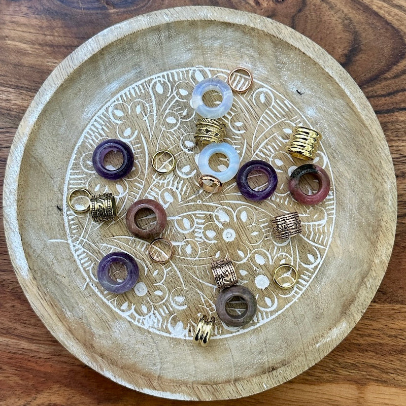 Opalite Rose Dreadlock Beads | Set of 20