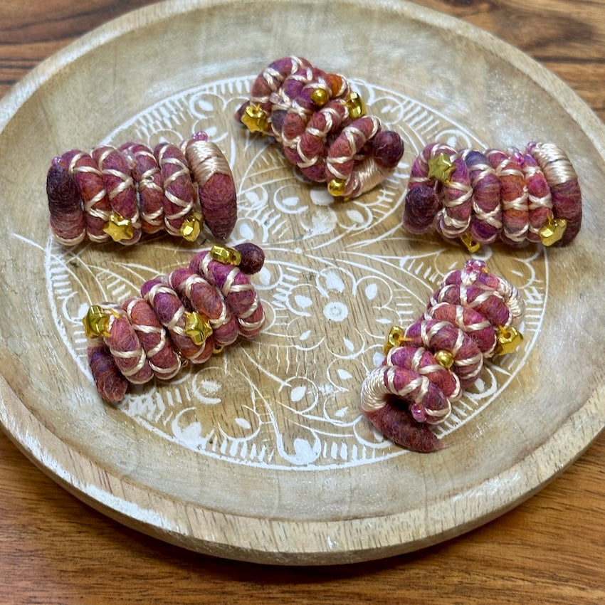 Cosmos - Mini Beaded Wool Felt Spiralocks