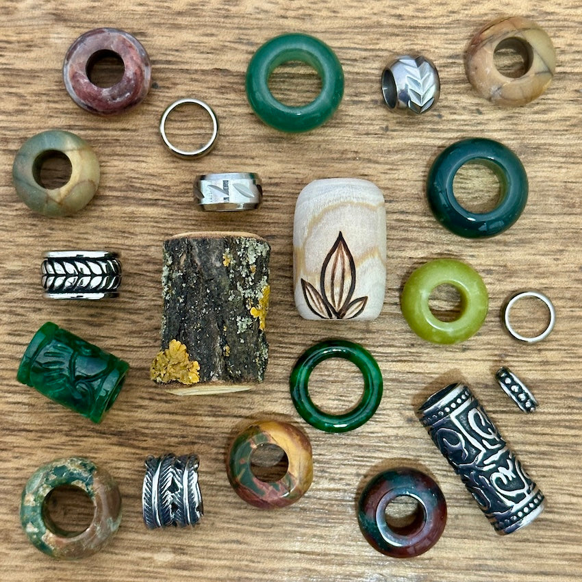 Mystic Forest, OOAK Dreadlock Beads, set of 21 - Mountain Dreads