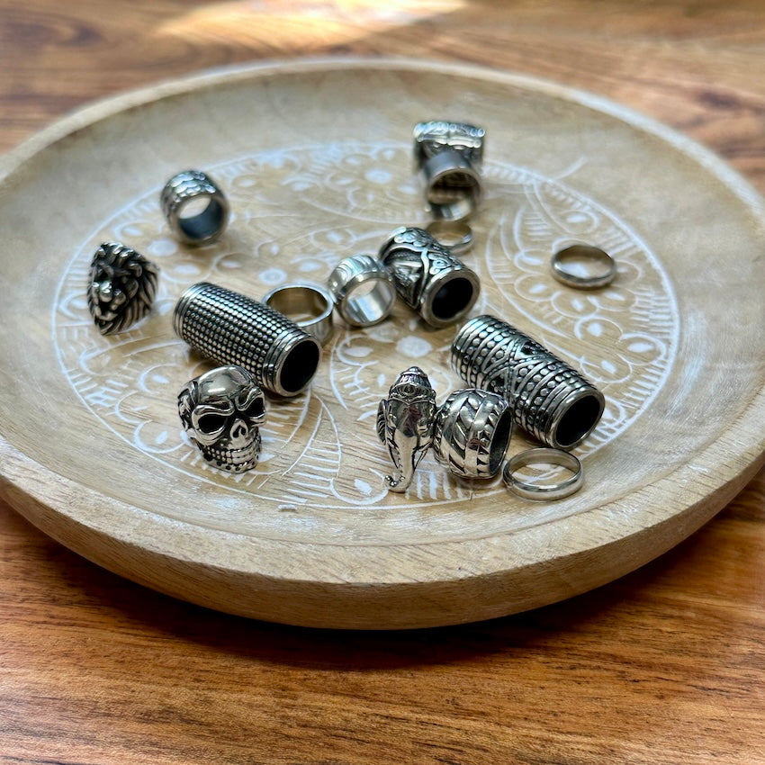 Stainless Steel Limited Edition dreadlock beads, set of 15 (view 3) - Mountain Dreads