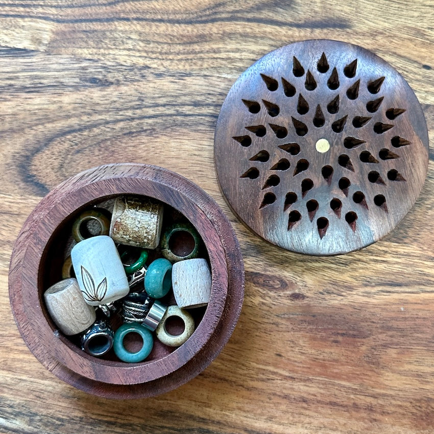 Jungle Love dreadlock beads, ooak set of 20 in wooden box (view 5) - Mountain Dreads
