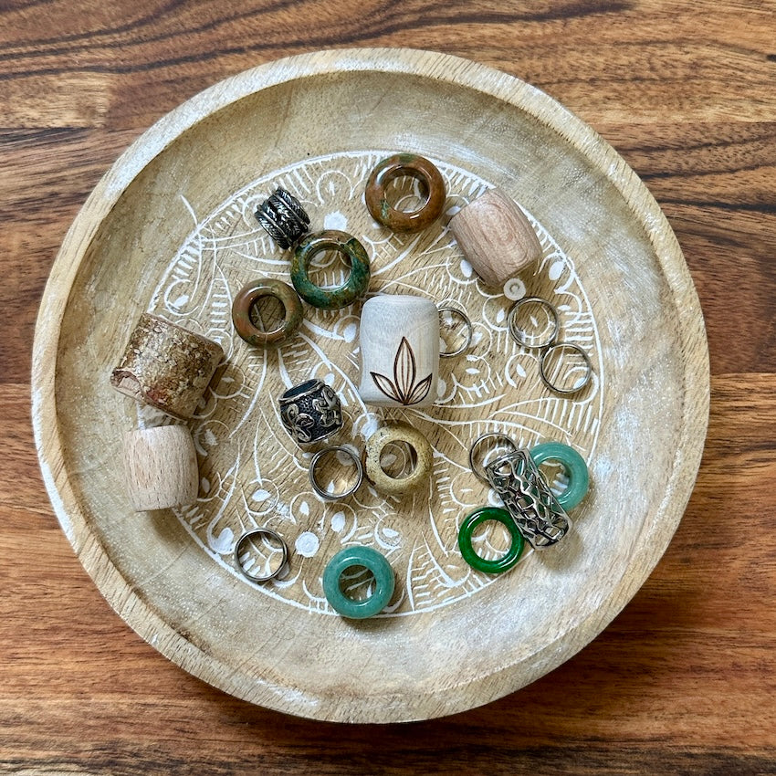 Jungle Love dreadlock beads, ooak set of 20 in wooden box (view 4) - Mountain Dreads
