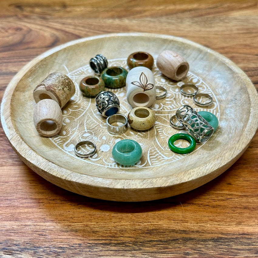 Jungle Love dreadlock beads, ooak set of 20 in wooden box (view 2) - Mountain Dreads