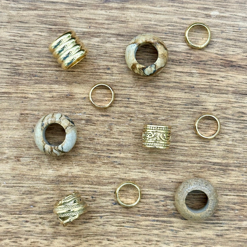 Golden Dreadlock Beads | Set Of 10