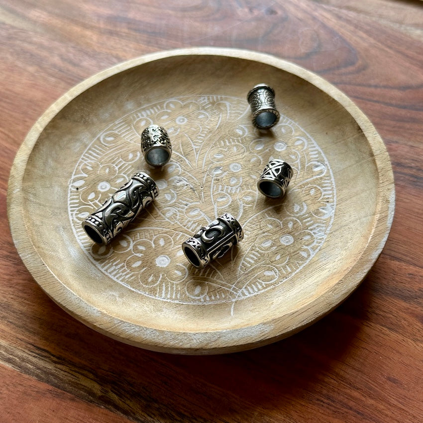 Stainless Steel Viking dreadlock beads, set of 5 (view 4) - Mountain Dreads