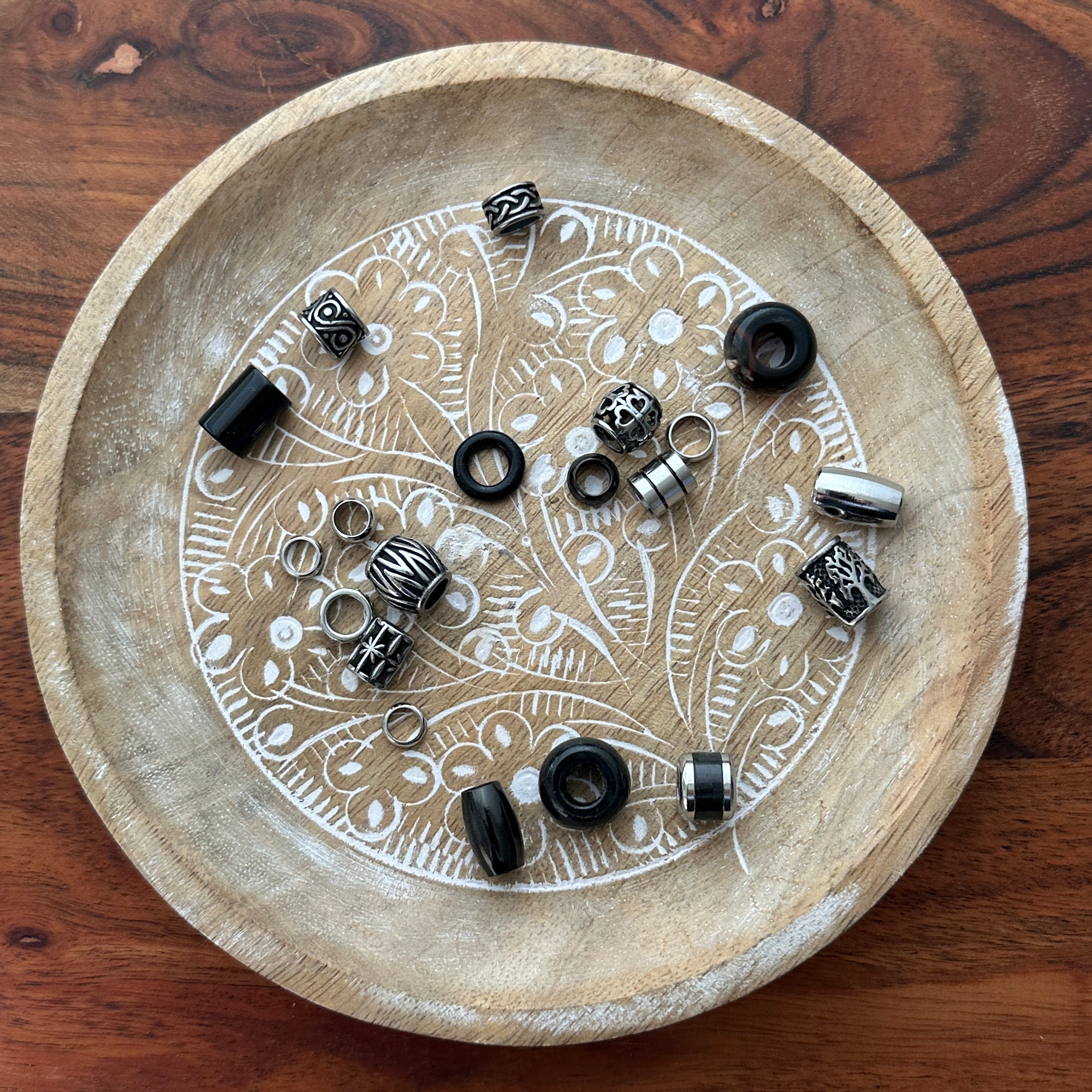 Black Dreadlock Beads, set of 20 (view 2) - Mountain Dreads