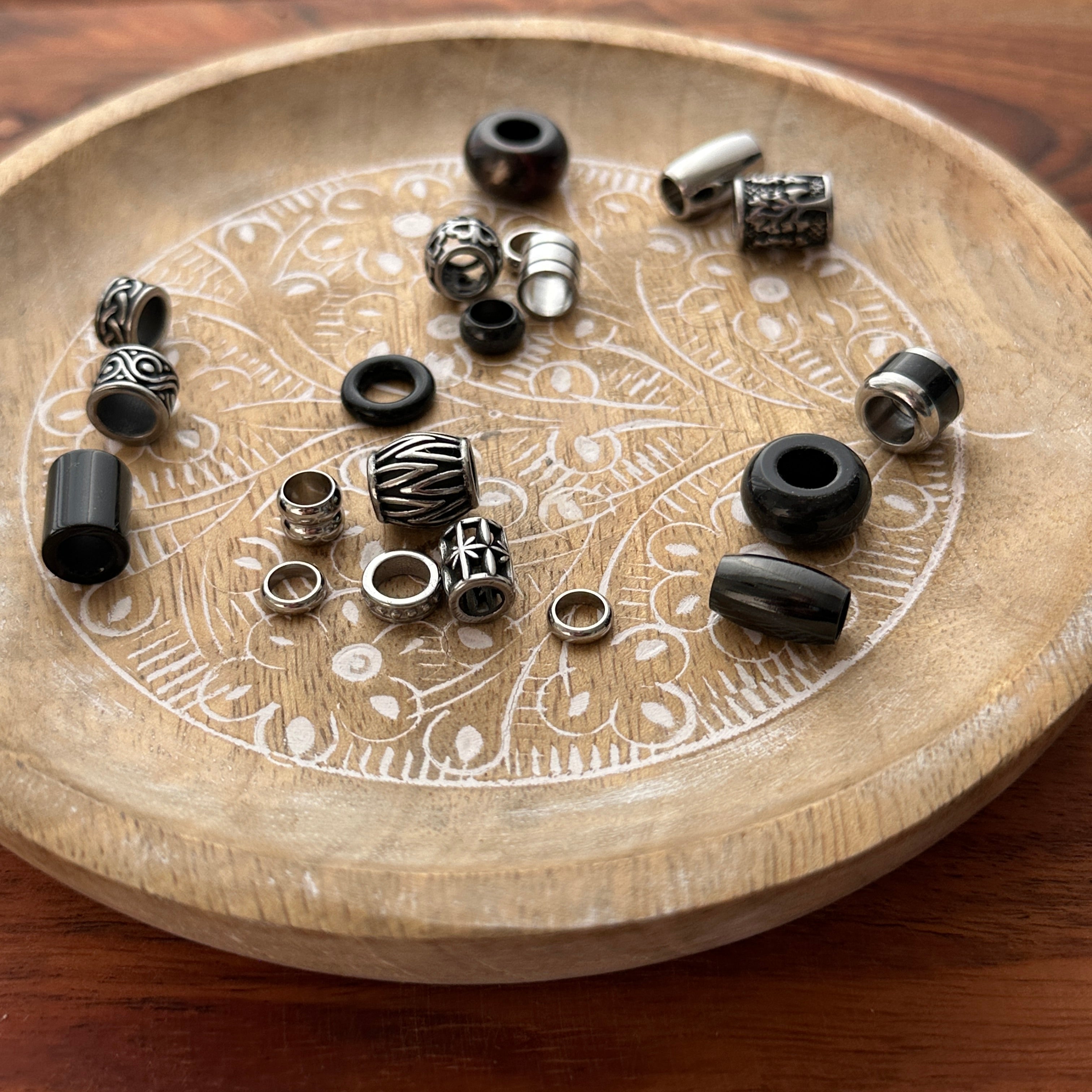 Black Dreadlock Beads, set of 20 (view 3) - Mountain Dreads