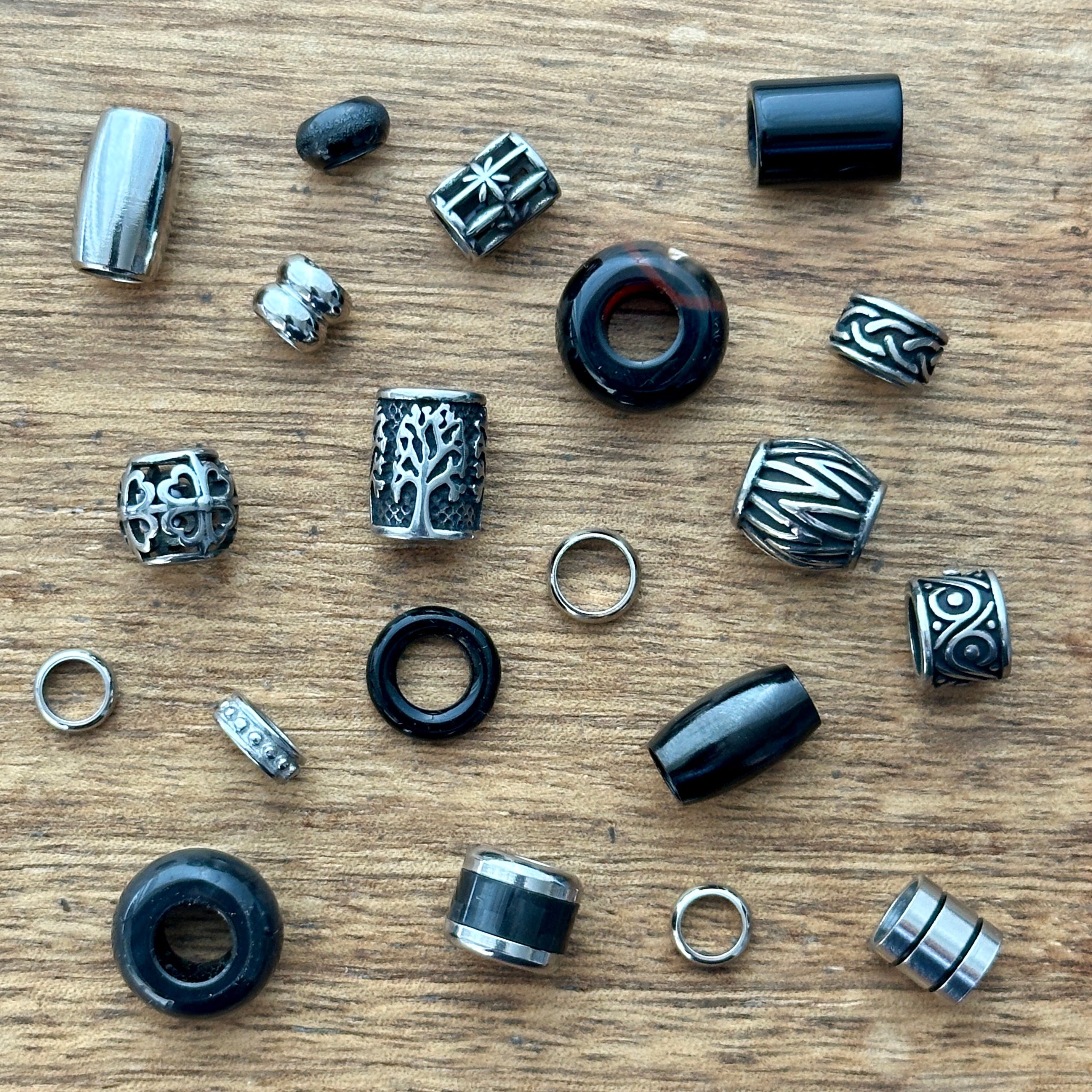 Black Dreadlock Beads, set of 20 - Mountain Dreads