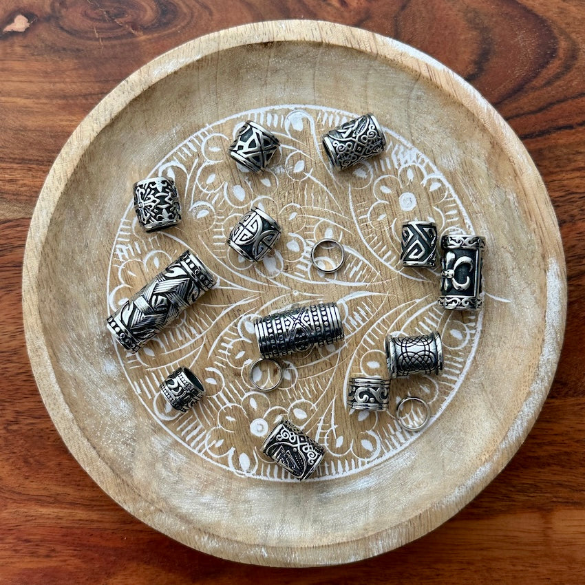 Stainless Steel dreadlock beads, set of 15 (view 2) - Mountain Dreads