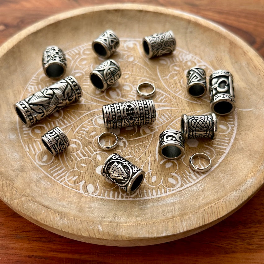 Stainless Steel dreadlock beads, set of 15 (view 4) - Mountain Dreads