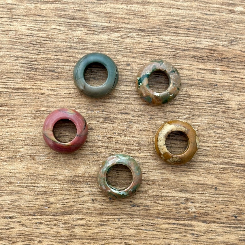 Earthy Jasper Gemstones dreadlock beads, set of 5 (view 2) - Mountain Dreads
