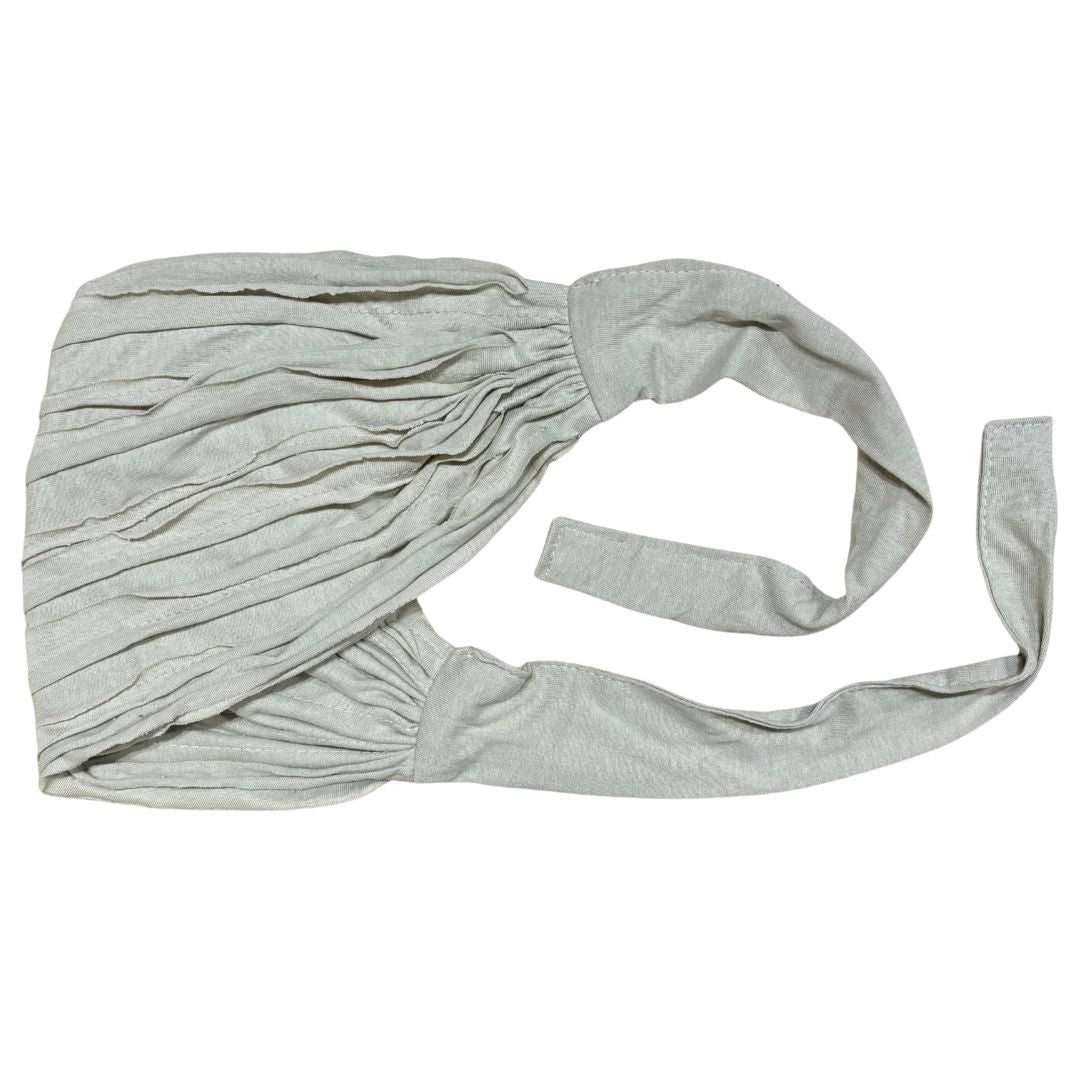 White cotton tie-up headband on a white background