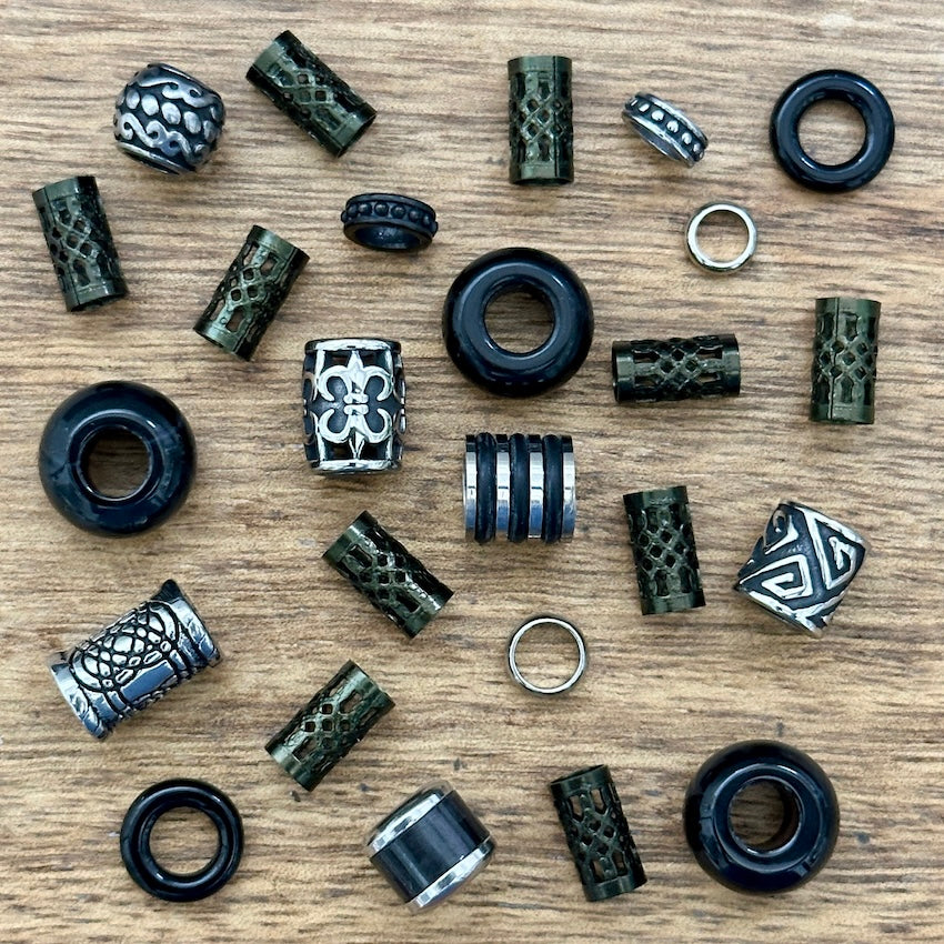 Raven Dreadlock Beads | Set Of 25