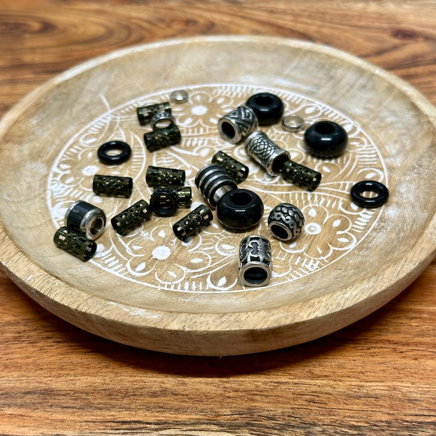 Raven Dreadlock Beads, set of 25 (view 3) - Mountain Dreads