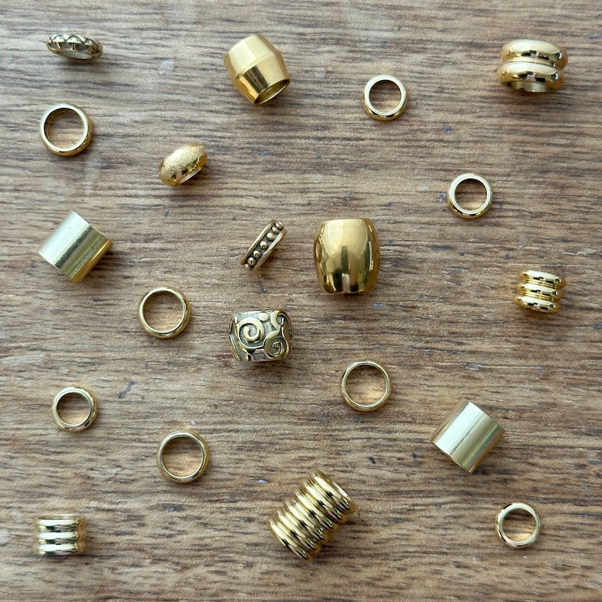 Golden Dreadlock Beads | Set Of 20