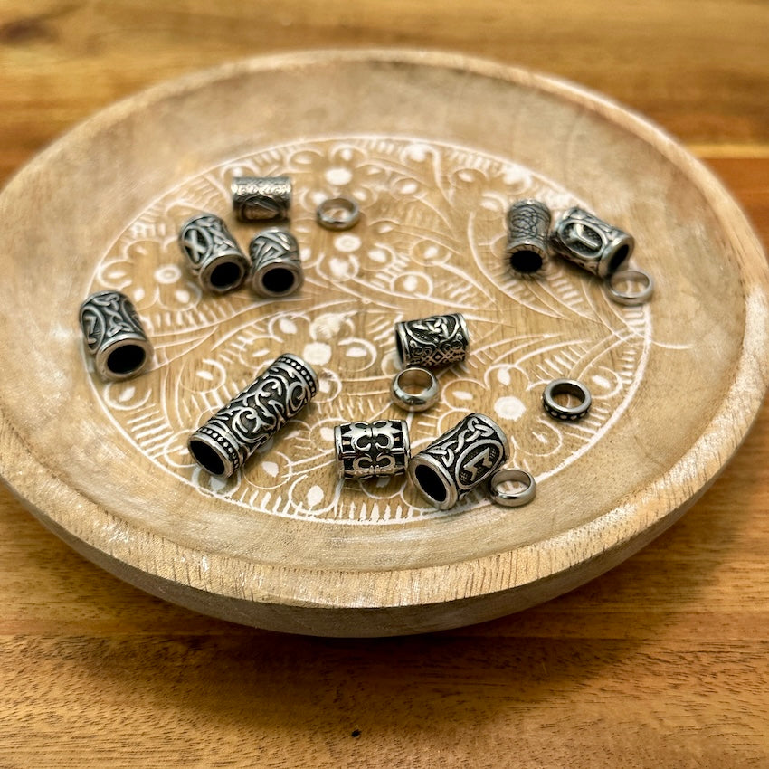 Stainless Steel dreadlock beads, set of 15 (view 3) - Mountain Dreads