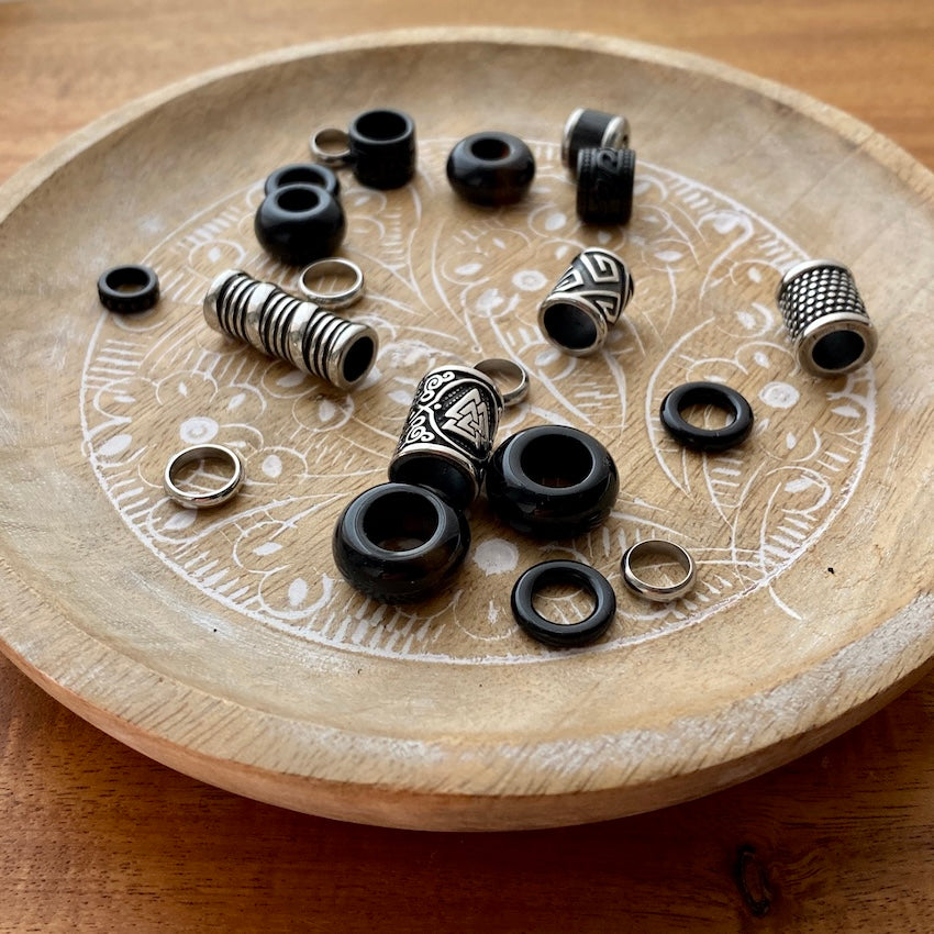 Black Dreadlock Beads | Set Of 20