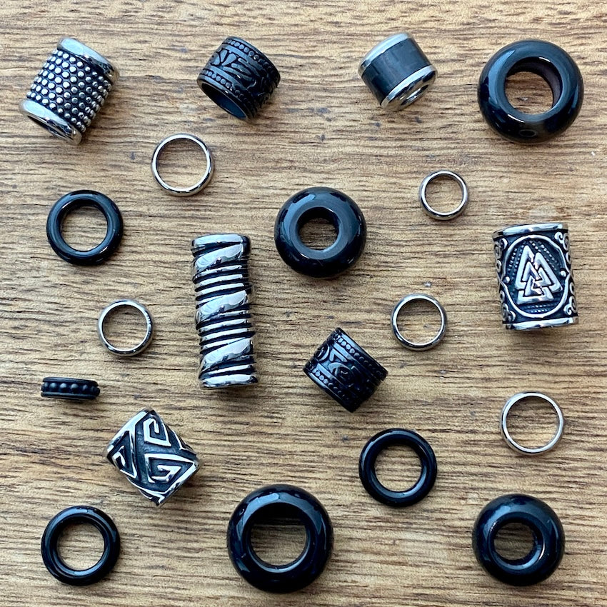 Black Dreadlock Beads | Set Of 20