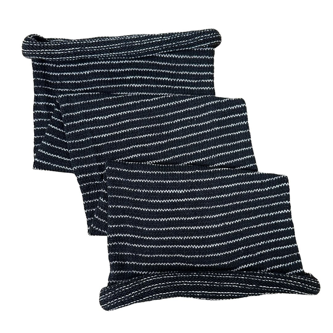 Black and white large cotton dreadlock sock on a white background.