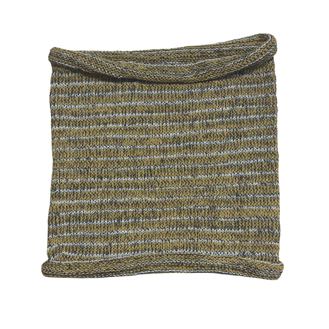 Mustard yellow green cotton headband on a white background
