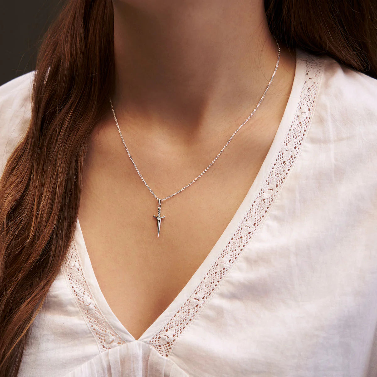 Sterling Silver, Fleur Dagger Necklace (view 2) - Mountain Dreads