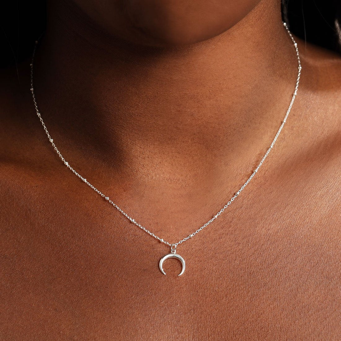 Sterling Silver Petite Moon Illusion Necklace
