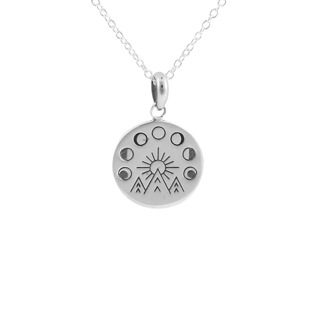 Sterling Silver | Moon And The Mountains Medallion Necklace