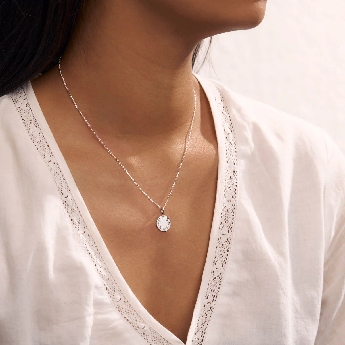 Sterling Silver, Under The Moon Phases Necklace (view 4) - Mountain Dreads