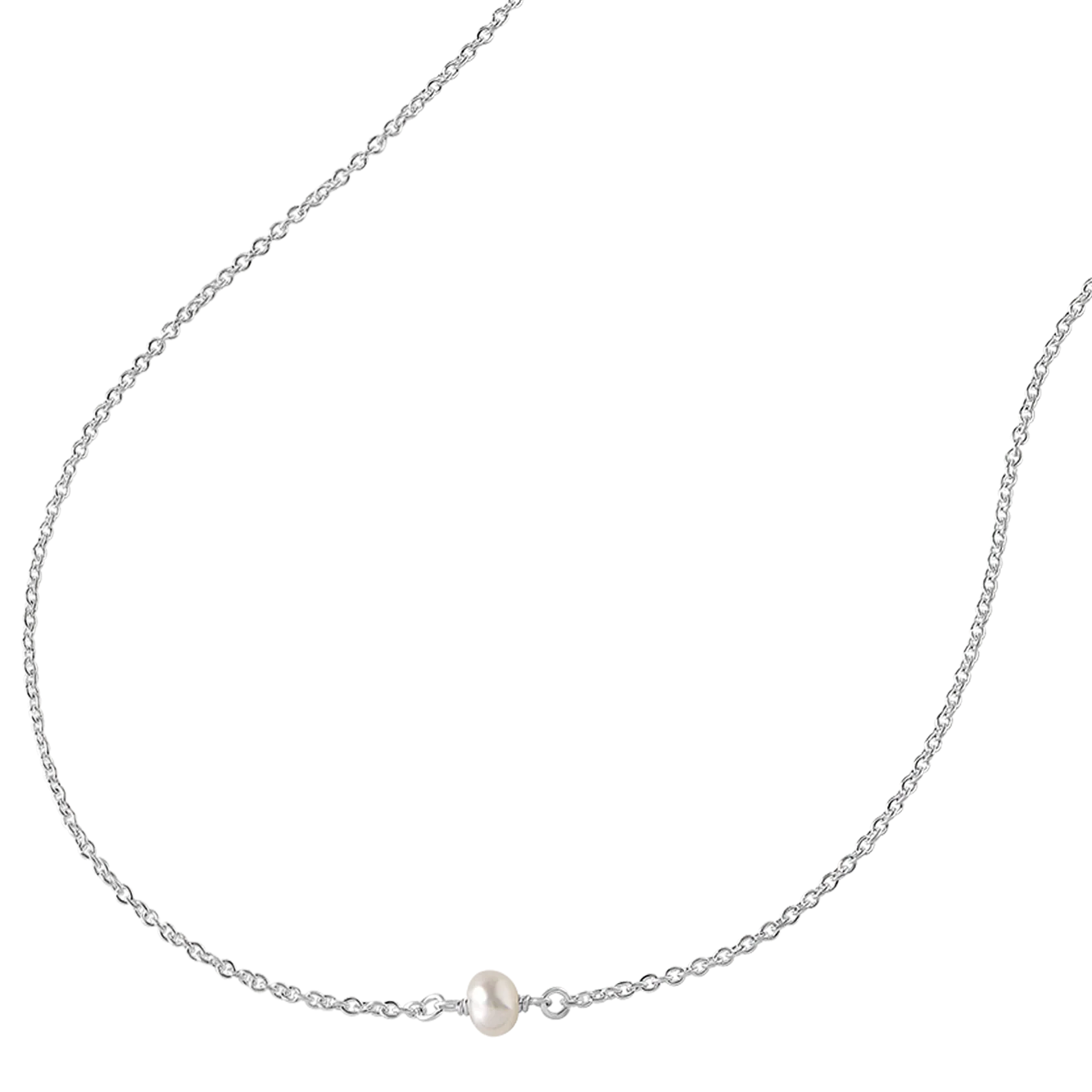 Sterling Silver, Dainty Pearl Choker Necklace (view 2) - Mountain Dreads