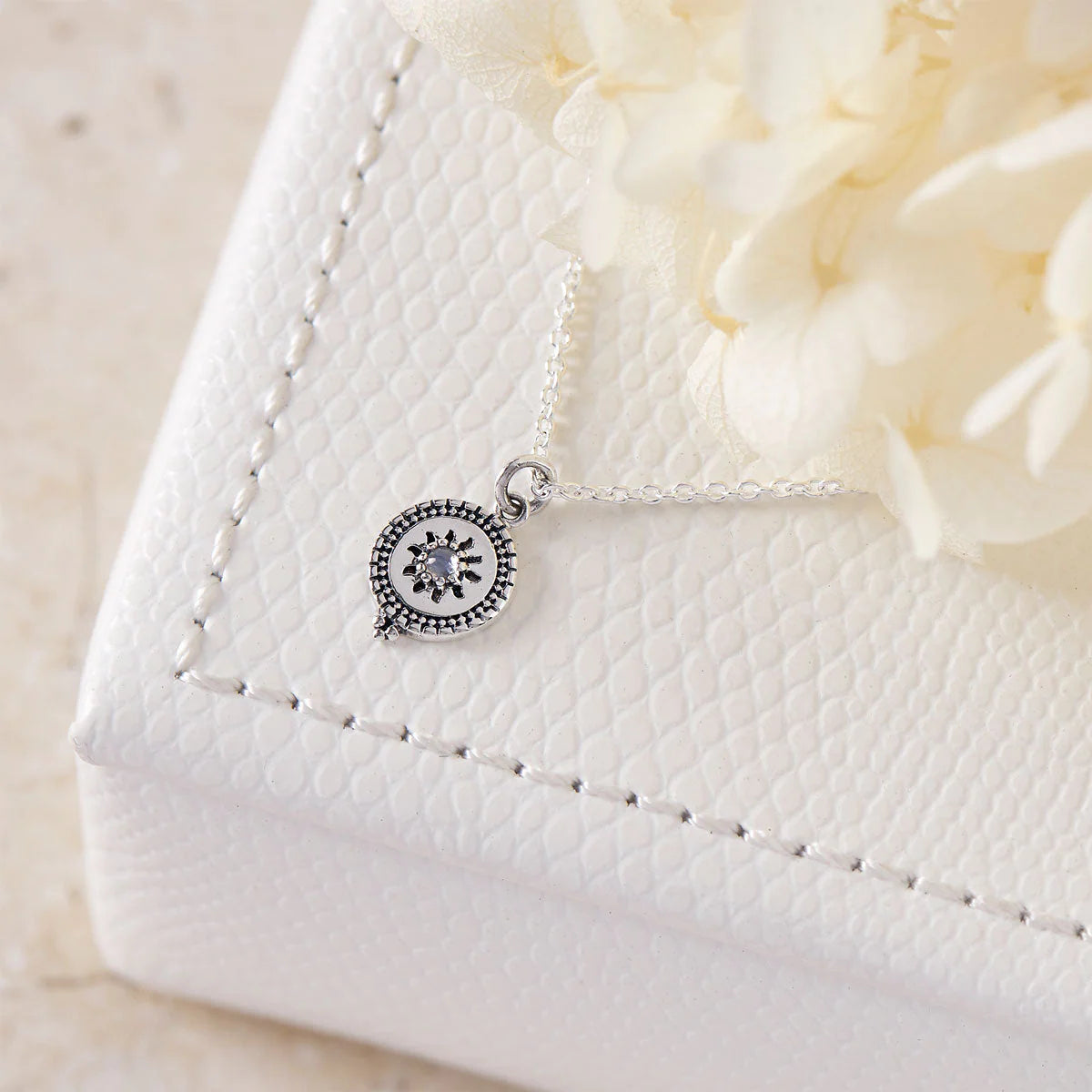 Sterling Silver | Solstice Rainbow Moonstone Necklace