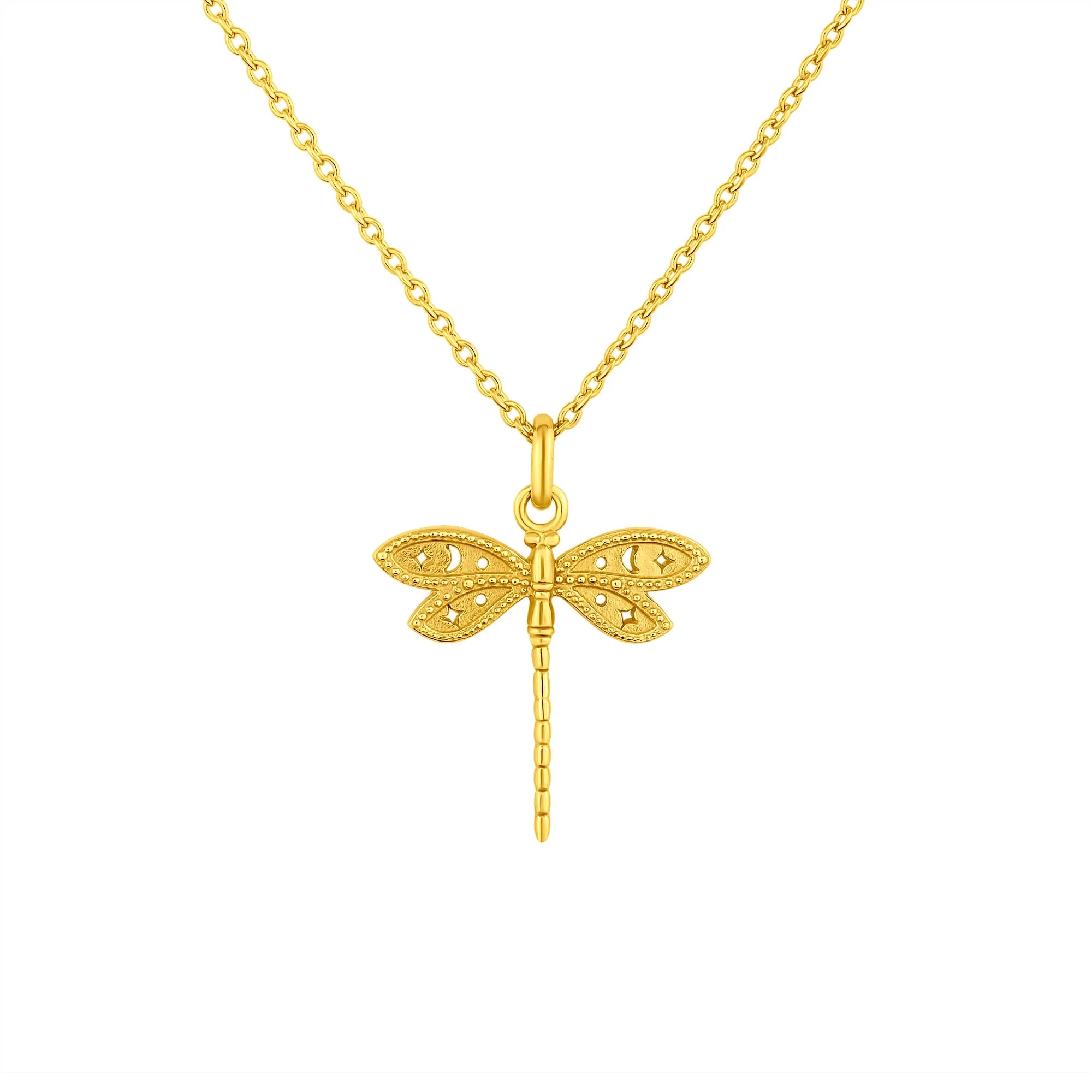 Wild Dragonfly Necklace Gold
